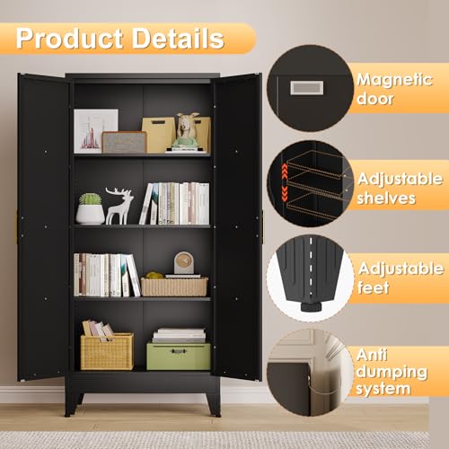 61" H Metal Kitchen Pantry Storage Cabinet