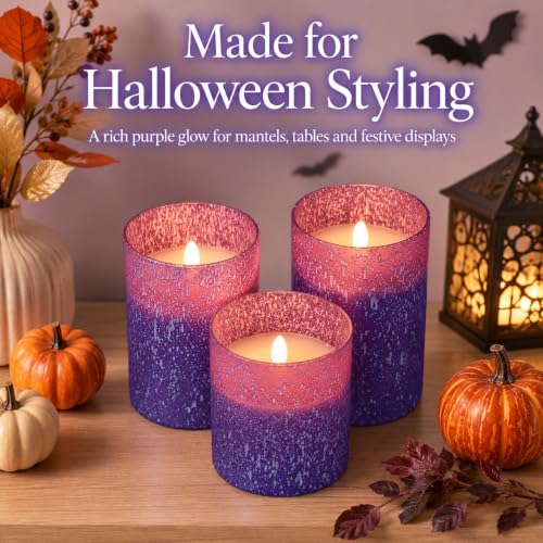 Purple Flameless Candles with Remote (3 Count)
