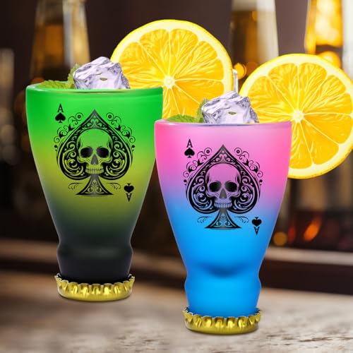 Spades Skull Pattern Glass Shot Glasses (2 Count)