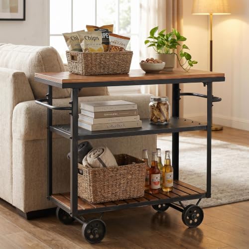Industrial 3 Tier Rolling Utility Storage Cart Wine Beverage