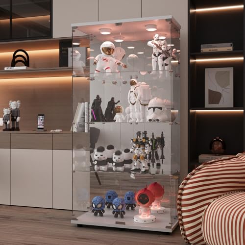 White Glass Display Cabinet with LED&Mirror