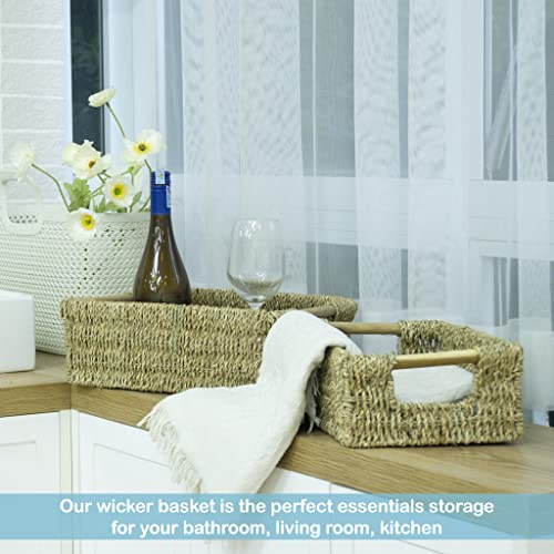 Seagrass Baskets with Wooden Handles (3 Count)
