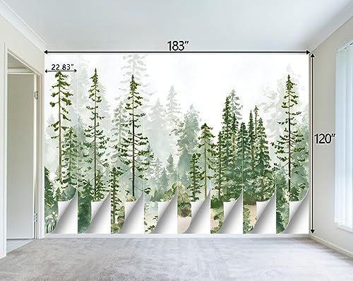 Boys or Girls Cartoon Pine Tree Forest wallpeper Nursery Kids Bedroom wall Mural