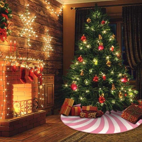 Pink Candy Christmas Tree Skirt 36inch Xmas Decorations