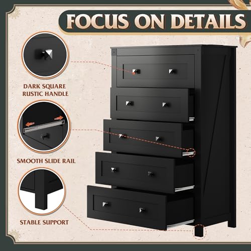 Farmhouse Black Dresser for Bedroom