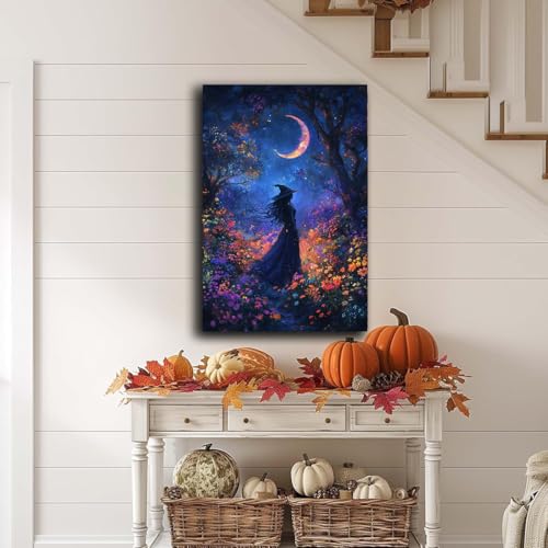 Vintage Halloween Witch Decor Mystic Gothic Wall Art Poster