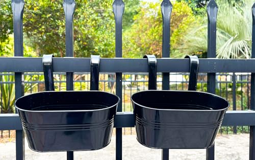 10" Metal Hanging Planter for Railing with Detachable Hooks (2 Count)