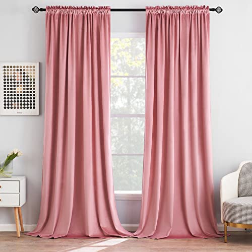 Pink Blackout Velvet Curtains Drapes 90 Inch Long 52"x90" Bedroom (2 Count)