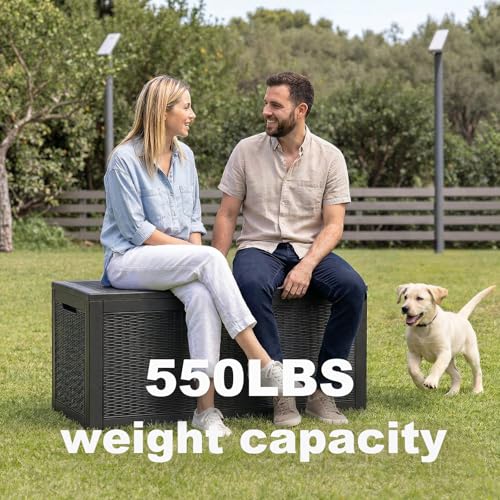 100 Gallon Deck Box Lockable Waterproof Outdoor Storage Black