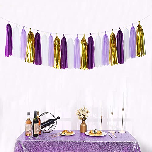 Purple Gold Party Decoration Tassel Garland