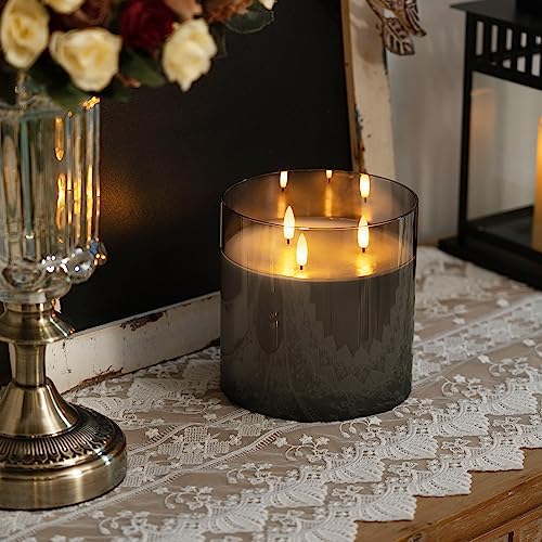 Grey Large Glass Flameless LED Candle