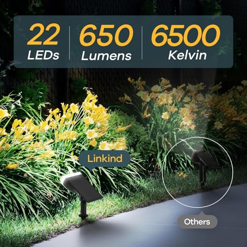 Solar Lights Outdoor Waterproof Landscape Spotlight Daylight 4 Pack (4 Count)