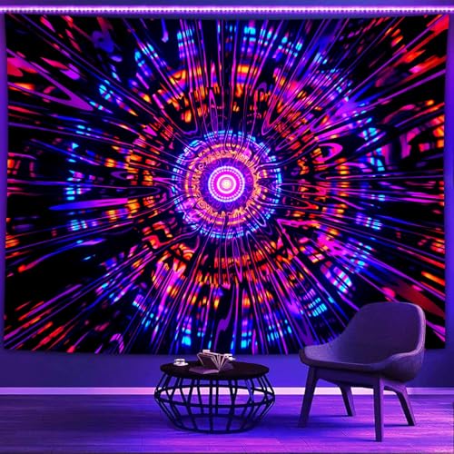 Blacklight Mandala Tapestry for Bedroom