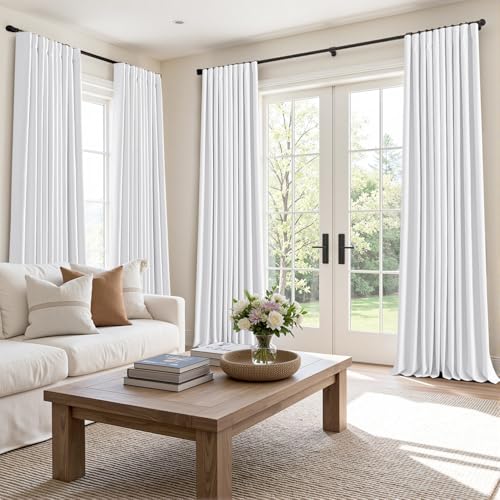 100% Blackout Back Tab Pleat Linen Curtains 50" Wx102 L (2 Count)