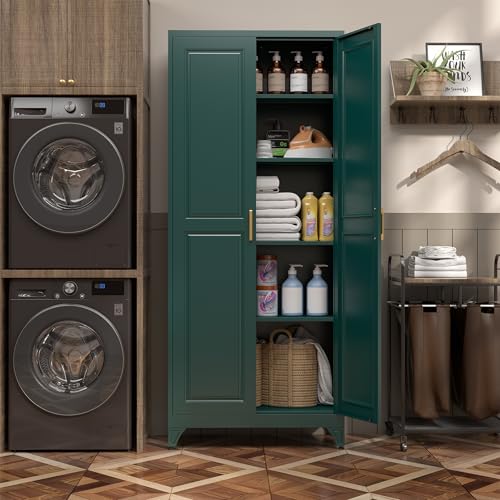 75”Metal Pantry Storage Cabinet with Doors & 4 Adjustable Shelves