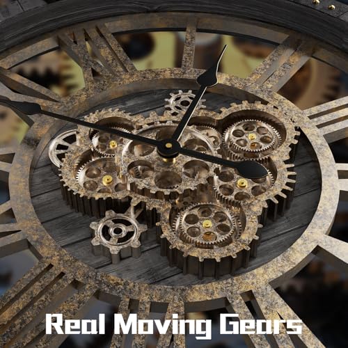 36" Extra Large Wall Clock with Moving Gears