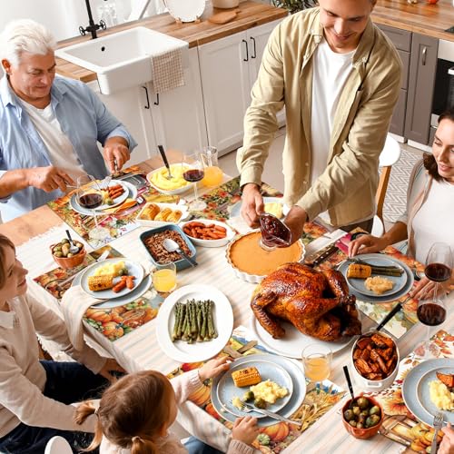 Fall Placemats Set of 6 Thanksgiving Pumpkin Plastic Table Mat 17×13×0.04in (6 Count)