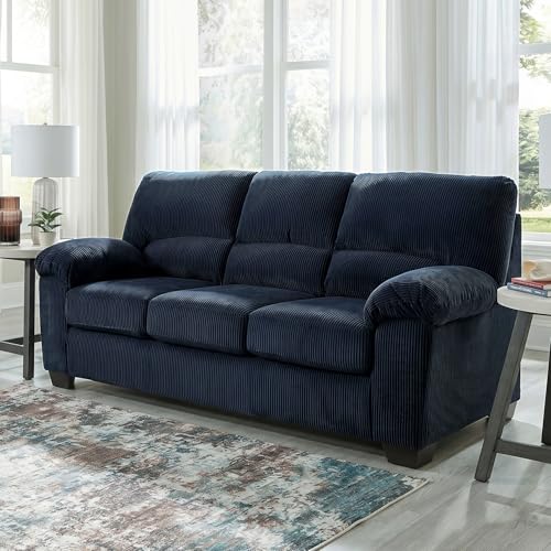 Sofa, 83-in Navy Corduroy, Anti-Sag Platform