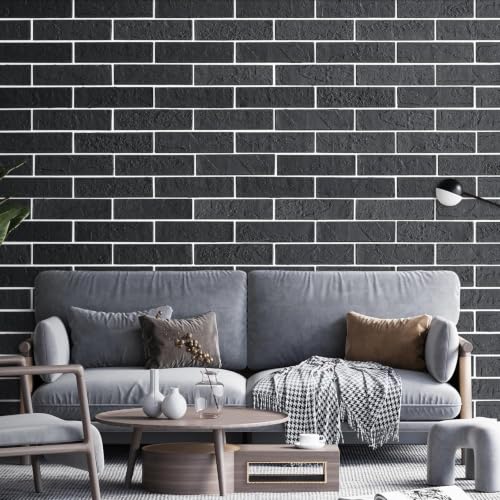 2 Old Town Black Faux Brick Wall Tiles