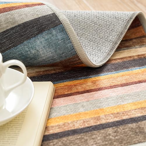 5ft Round Rug Modern Striped Mat Washable Circle Rug (19.63 Sq Ft)