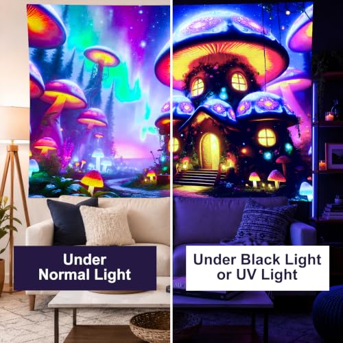 Blacklight Tapestry Enchanted Forest UV Backdrop 78 x 59 Inch