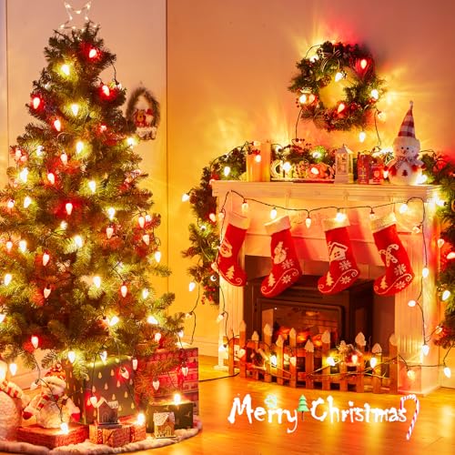Red and Warm White C9 LED Christmas String Lights