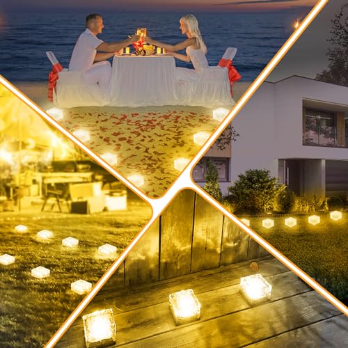 Solar Brick Lights Outdoor Solar Lights Outdoor Waterproof Patio (6 Count)