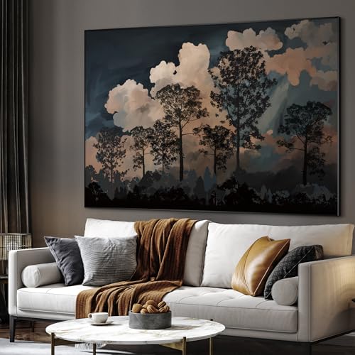46"x60" Extra Large Framed Wall Art Silhouetted Trees at Dusk
