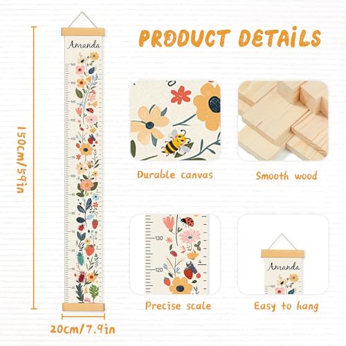 Personalized Name Growth Chart Wall Decor for Kids