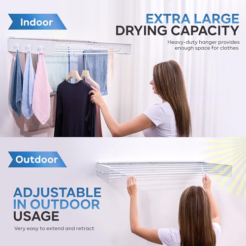 40" Premium Aluminium Foldable Clothes Drying Rack Included Shelf with 6 Rods & 6 Extra Clips