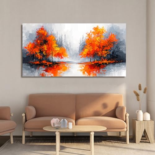 Canvas Wall Art Decor Modern Landscape Wall Art for Living Room Canvas Art Wall Decor Fall Orange Artwork for Walls Black and White Wall Art Prints Bedroom Office Home Decor Aesthetic 20" X 40"