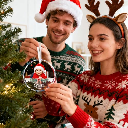 Baby's First Christmas Ornament Personalized Ornaments with Photo & Name