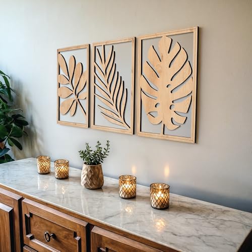 Modern Wooden Wall Sculptures (3 Count)