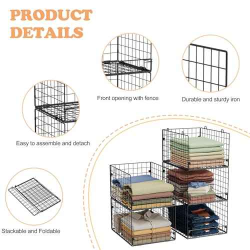 5 Tier Stackable Closet Storage Baskets