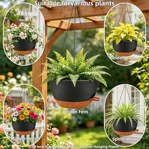 2 Pack 10 Inch Self Watering Hanging Planters for Indoor Plants