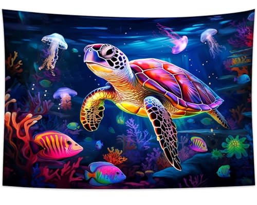 Blacklight Turtle Tapestry 37x29in