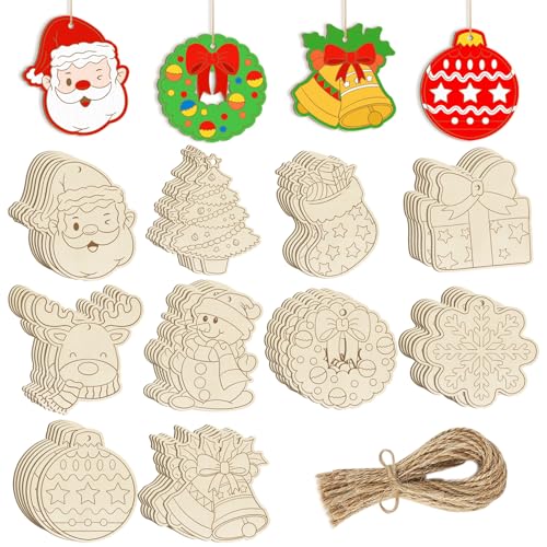 80PCS Wooden Christmas Ornaments to Paint (80 Count)