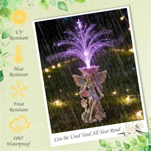 Fairy Garden Decor Statue Solar Fairy Garden Statues With Fiber Optic Light