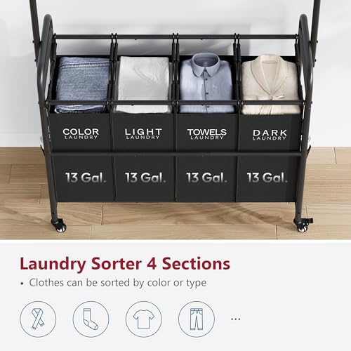 Laundry Sorter with Hanging Bar