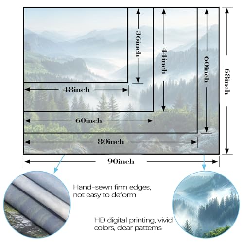 Nature Forest Mountain Tapestry Green Misty Pine Tree Tapestry for Bedroom Aesthetic Foggy Woodlands Sky Landscape Tapestries Wall Hanging for Living Room Dorm 60 x 44 Inch