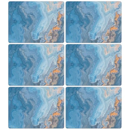 Blue Marble Placemats Set of 6 Plastic Table Mat 17×13×0.04in (6 Count)