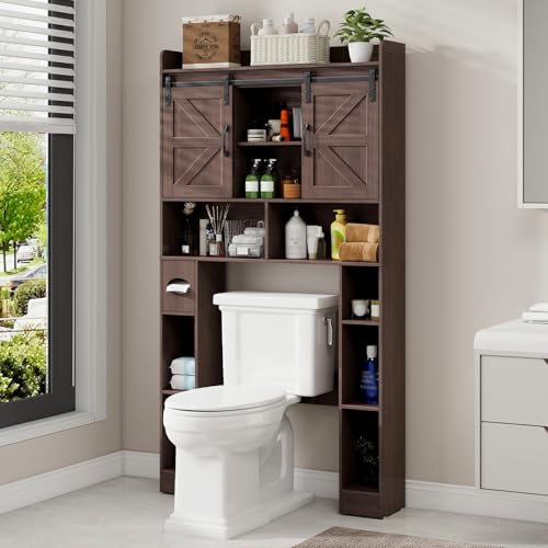 Over The Toilet Cabinet with Sliding Doors