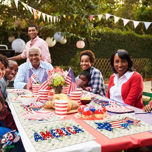 Veterans Day Plastic Placemats Set of 6 4th of July Table mats 17×13×0.04in (6 Count)