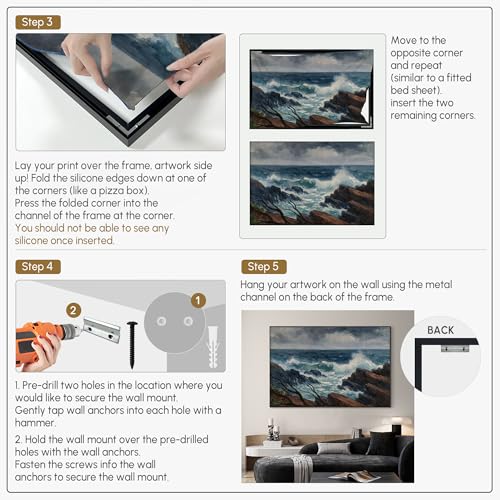 46"x72" Extra Large Framed Wall Art Rocky Seashore with Crashing Waves and Moody Sky for Home Living Room Bedroom Decor