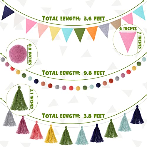 4 Pcs 9.8 ft Pom Pom Garland for Classroom Bulletin Board (4 Count)