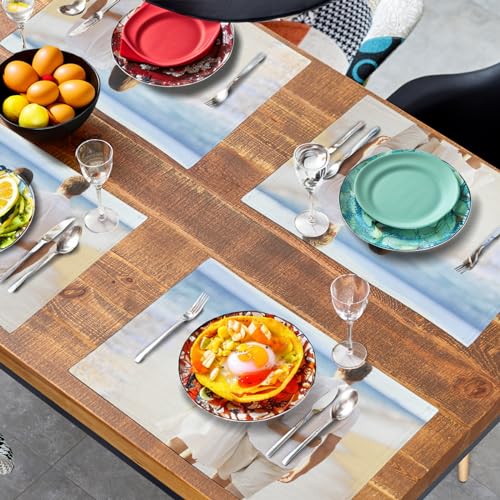 Custom Placemats with Picture Text Set of 4 Personalized Photo Place Mats for Dining Tables 12x18 Inch Customized Image Heat Resistant Non Slip Washable Linen Table Mat (4 Count)