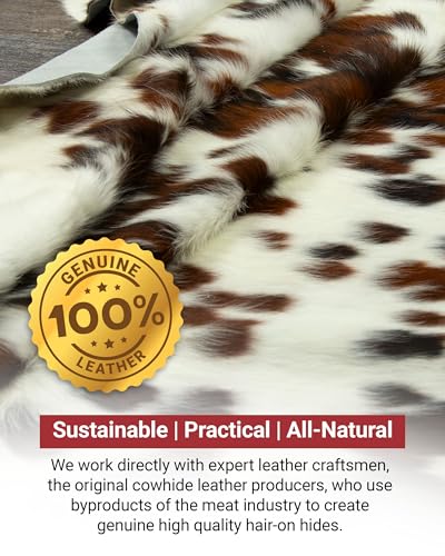 Original Tricolor Cowhide Rug 6x7 ft