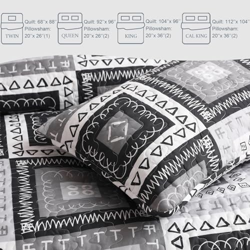 Reversible Boho Quilts Queen Size Black