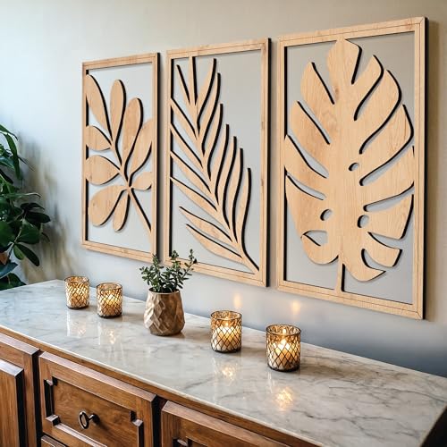 Modern Wooden Wall Sculptures (3 Count)