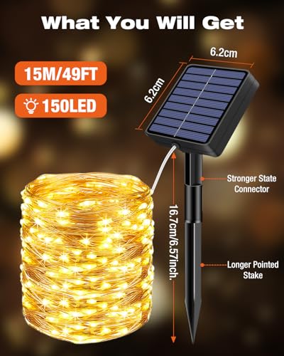 3 Pack Solar Fairy Lights for Outside Waterproof (147 Foot)